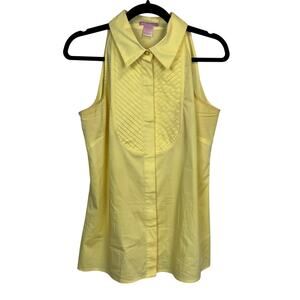 Pixie Hopkins Yellow Sleeveless Button Front Blouse Large